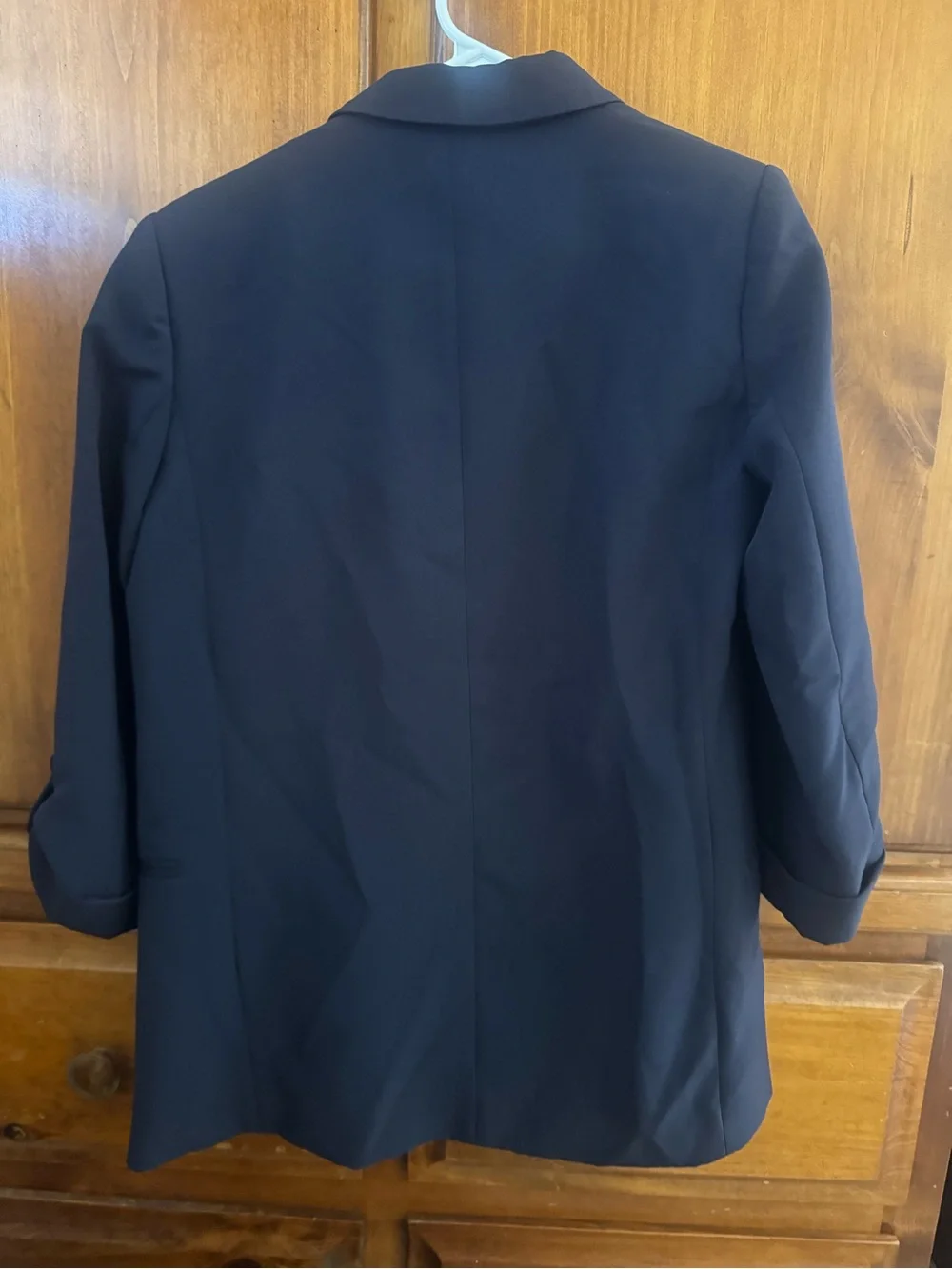 Forever 21 Dark Navy Open-Front Blazer with Roll-Tab Sleeves for Women’s